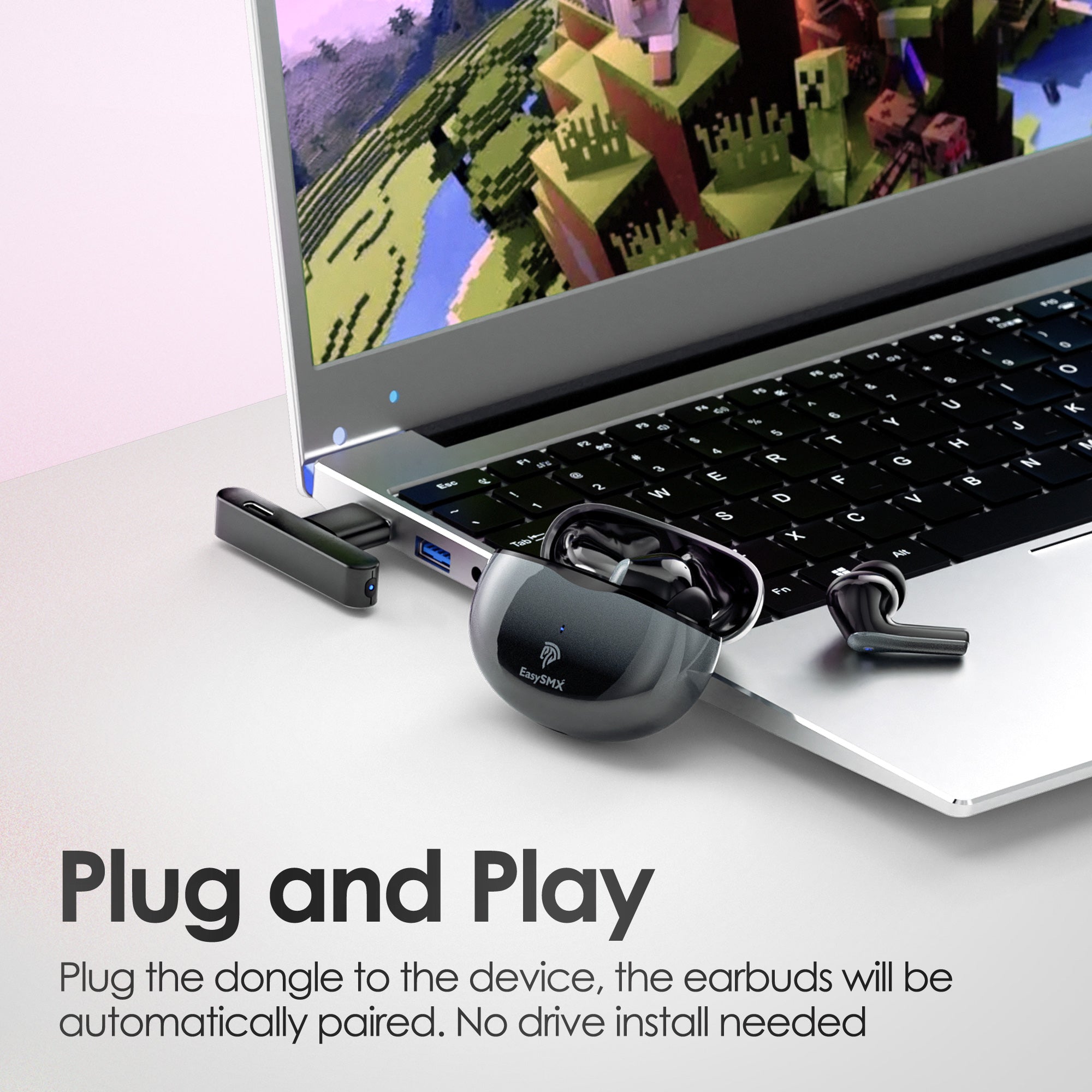 EASYSMX TG-01 Wireless Gaming Earbuds Noise Cancelling 2.4Ghz Bluetooth Earphones for PC PS5 PS4 EASYSMX TG-01 Wireless Gaming Earbuds Noise Cancelling 2.4Ghz Bluetooth Earphones for PC PS5 PS4